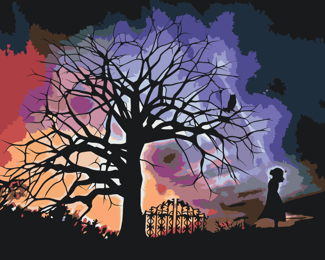 Paint by number - Pige under nattehimlen