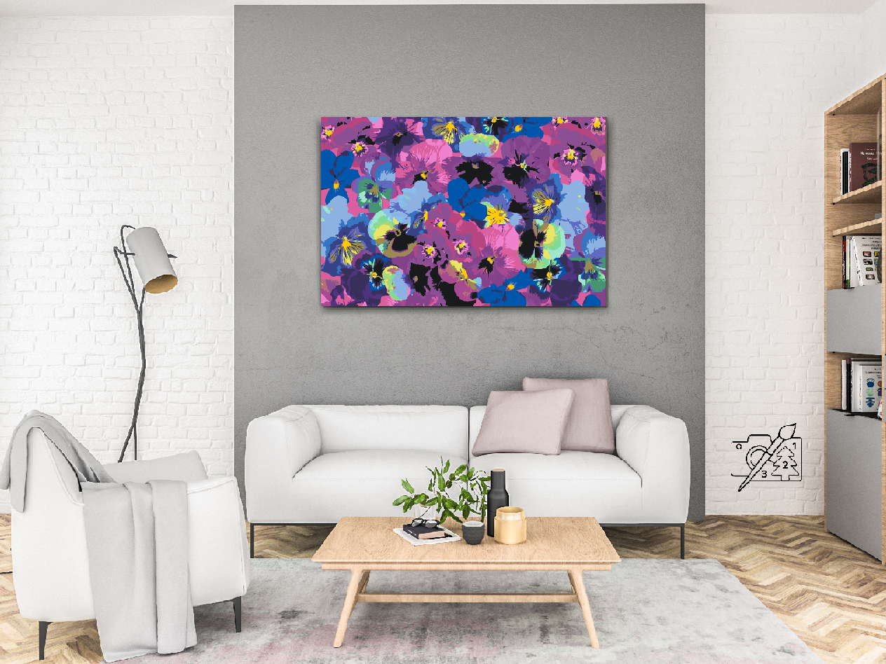 Paint by number - Farverige stedmoderblomster