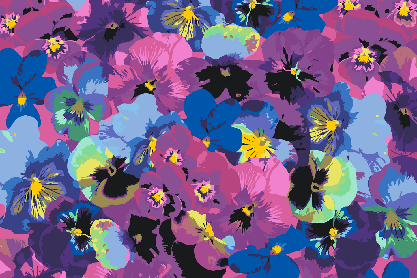 Paint by number - Farverige stedmoderblomster