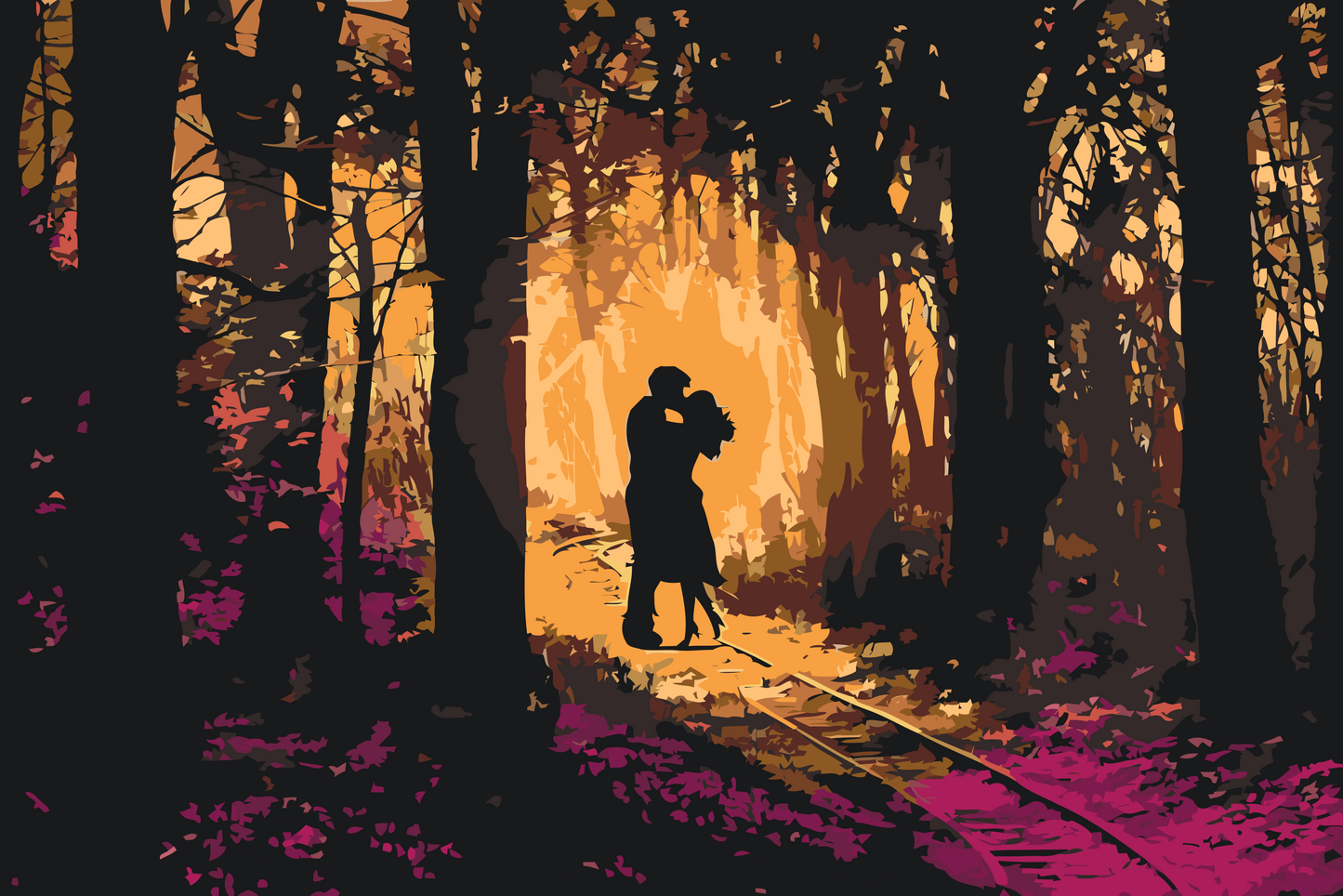 Paint by number - Kærligt par i skoven