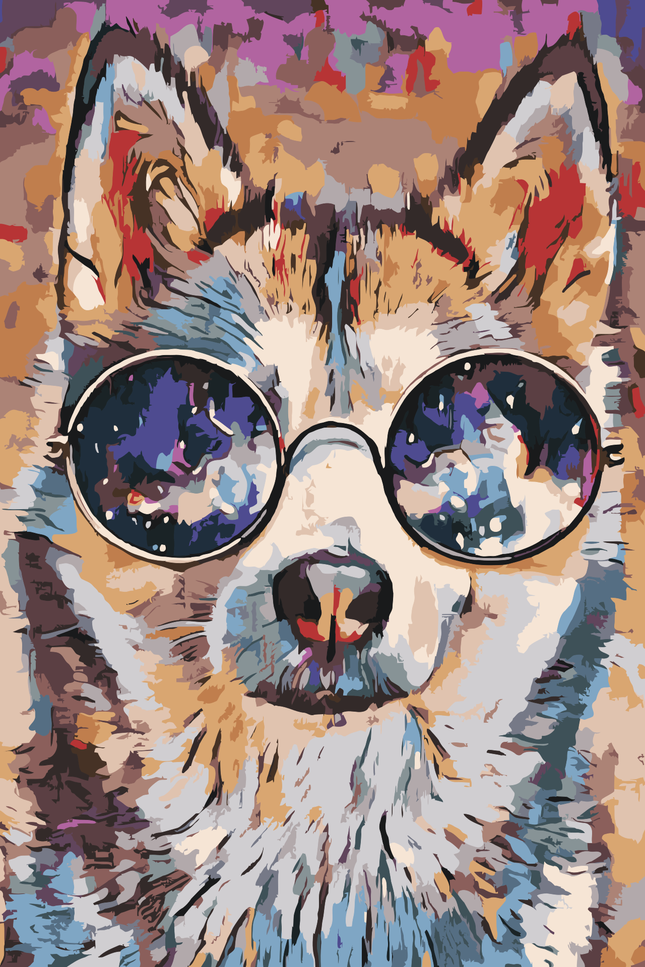 Paint by number - Husky med briller