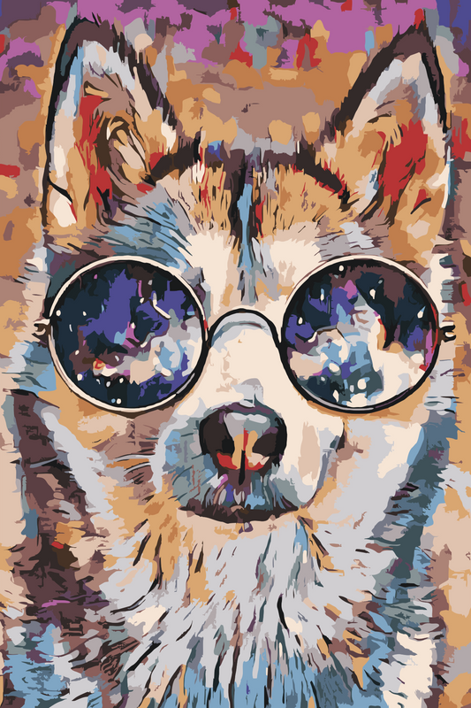 Paint by number - Husky med briller