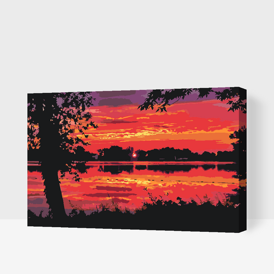 Paint by number - Rød solnedgang