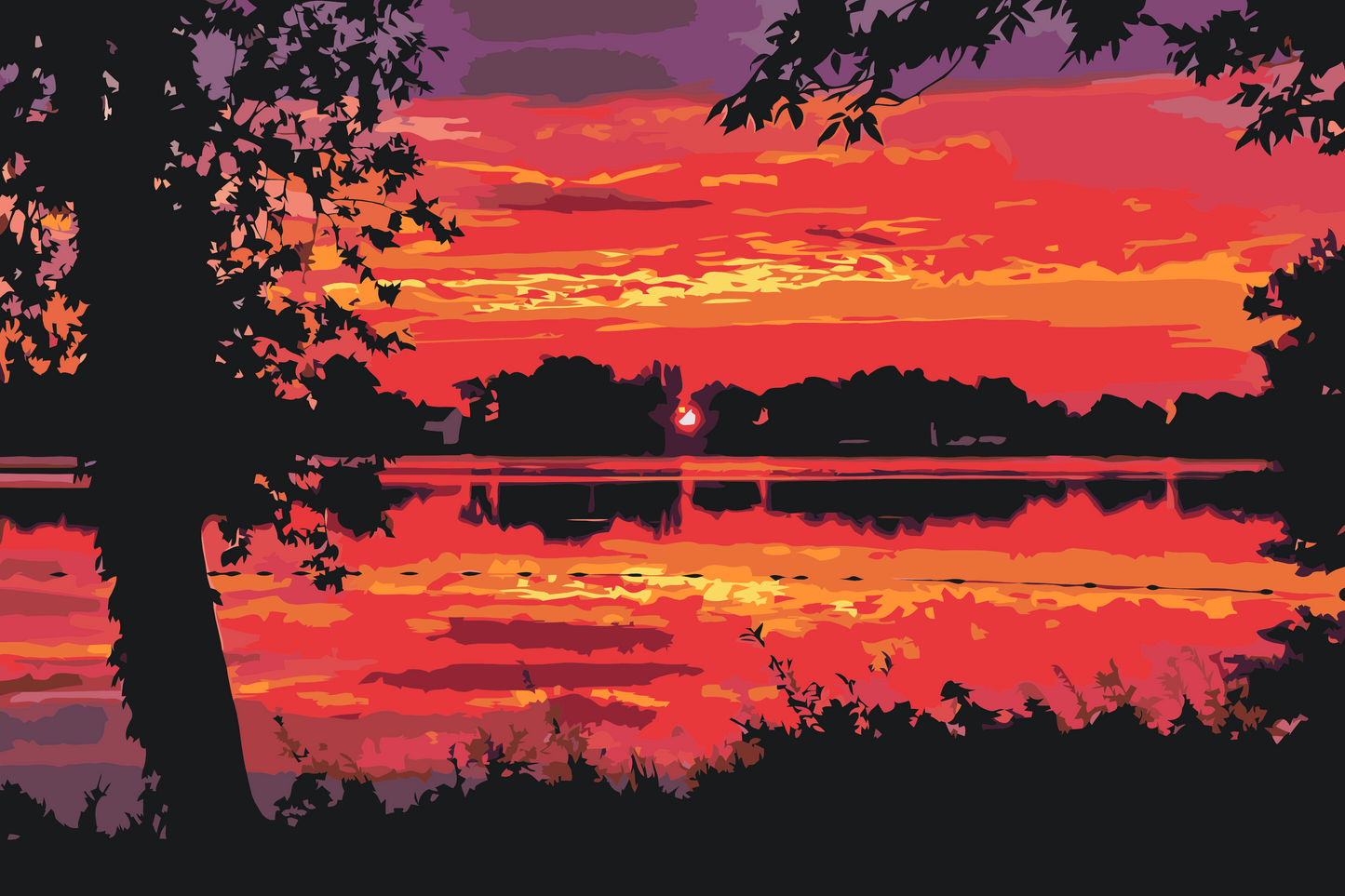 Paint by number - Rød solnedgang