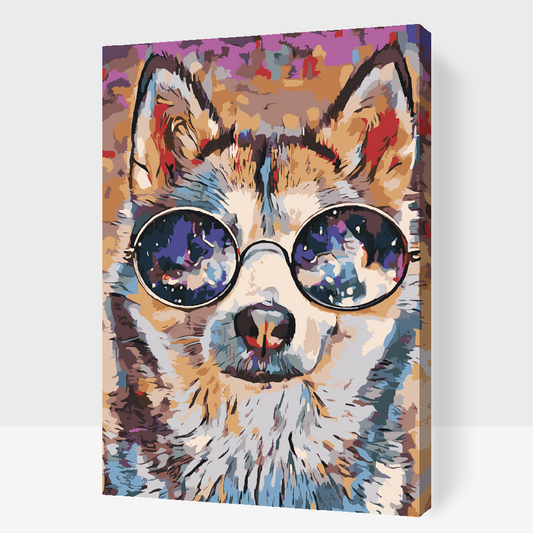 Paint by number - Husky med briller