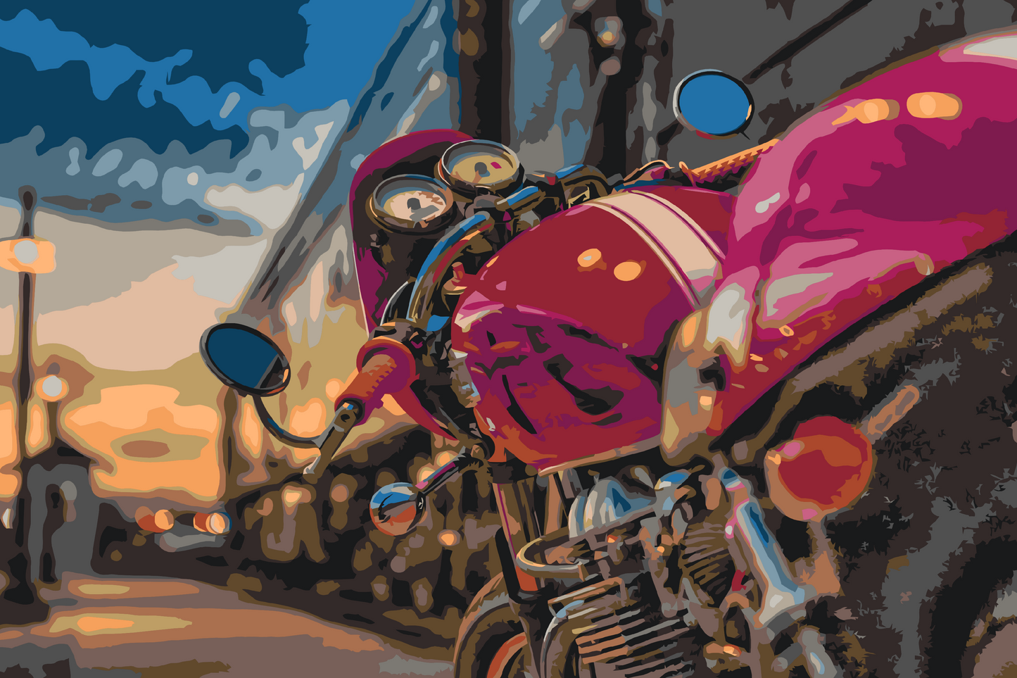 Paint by number - Skinnende motorcykel