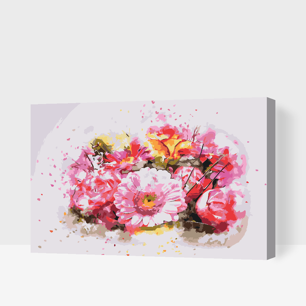 Paint by number - Buket lyserøde blomster