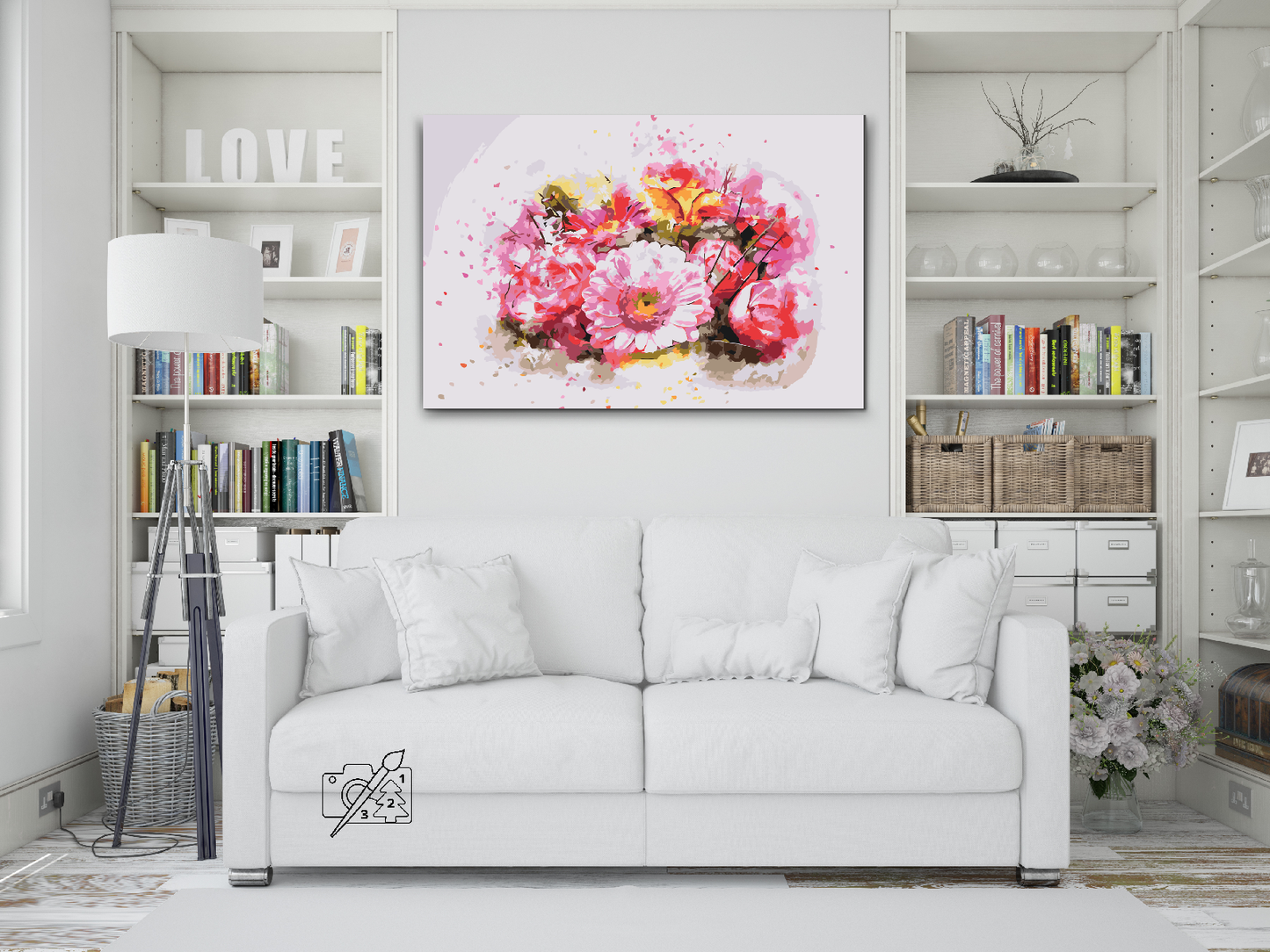 Paint by number - Buket lyserøde blomster