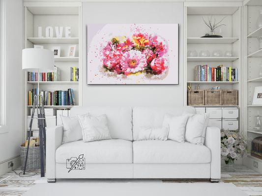 Paint by number - Buket lyserøde blomster