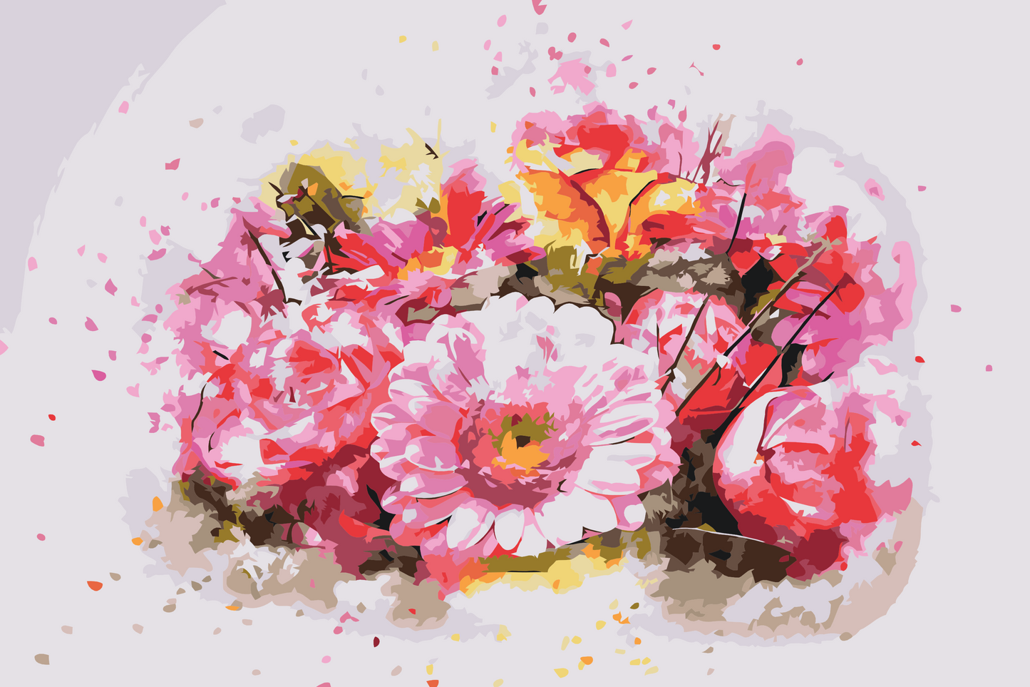 Paint by number - Buket lyserøde blomster