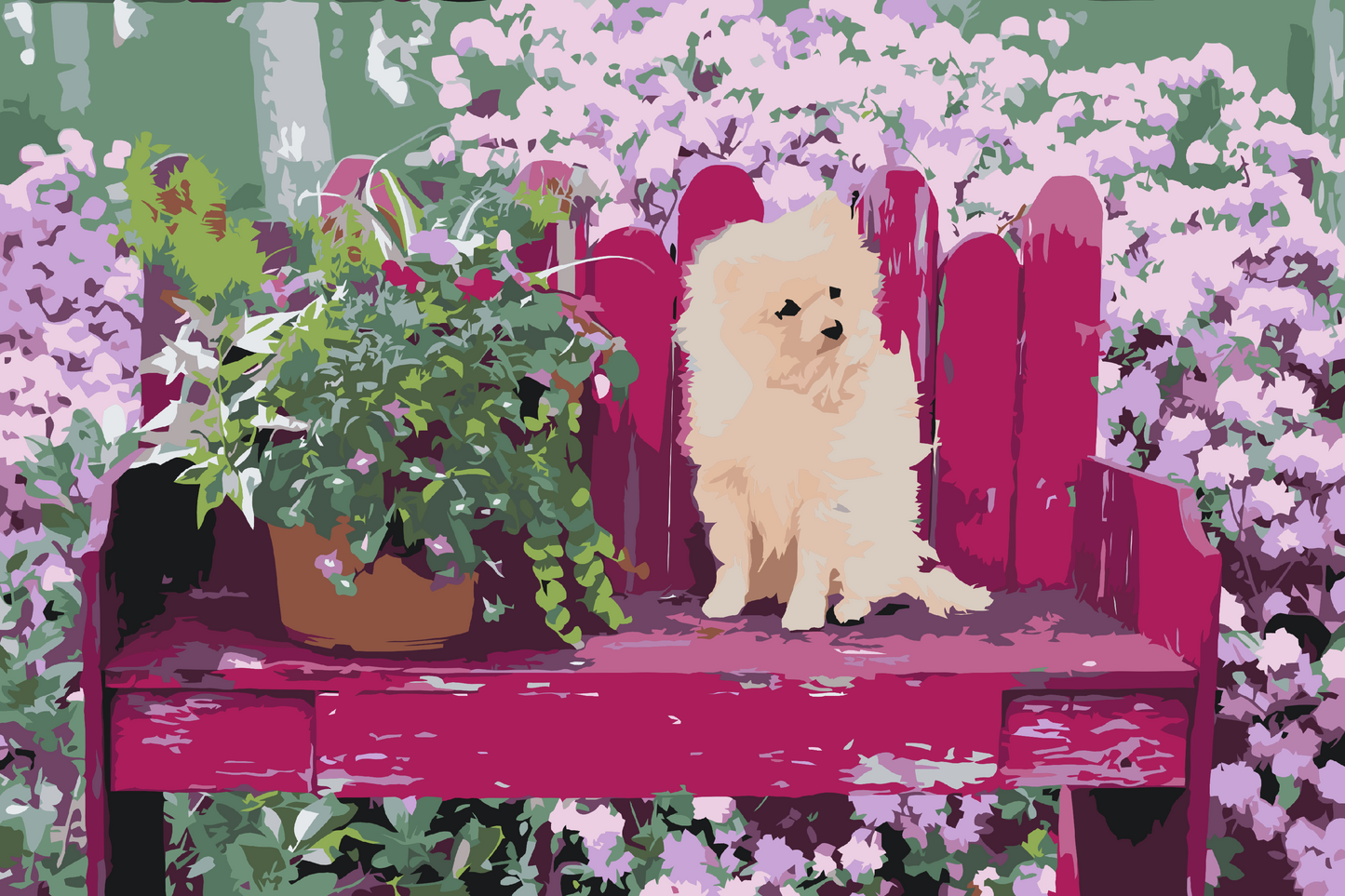 Paint by number - Hvalp på bænken