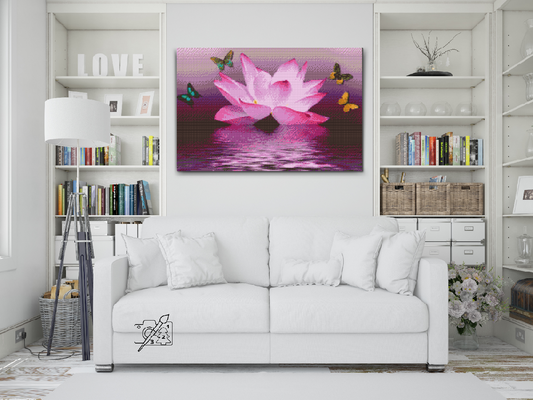 Diamond Paint - Lotus og Sommerfugl