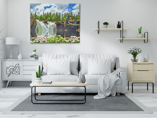 Diamond Paint - Fugle ved vandfaldet