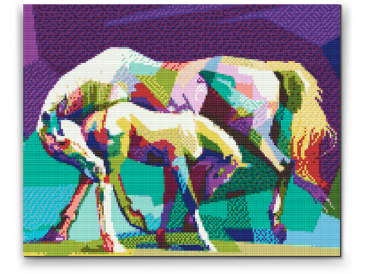 Diamond Paint - Farverige heste