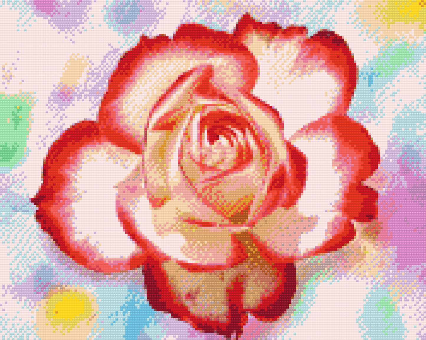 Diamond Paint - Rose på en farverig baggrund
