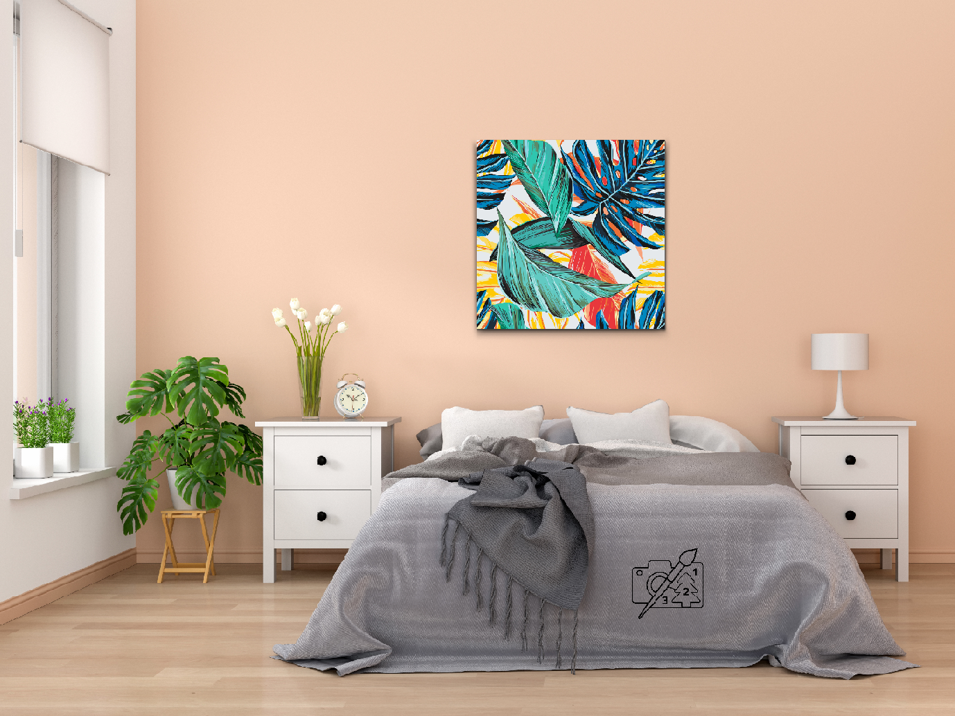 Paint by number - Farverige blade