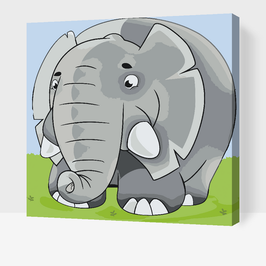 Paint by number - Rund elefant