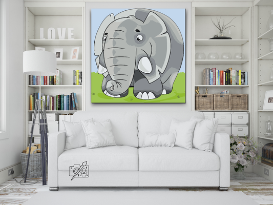 Paint by number - Rund elefant