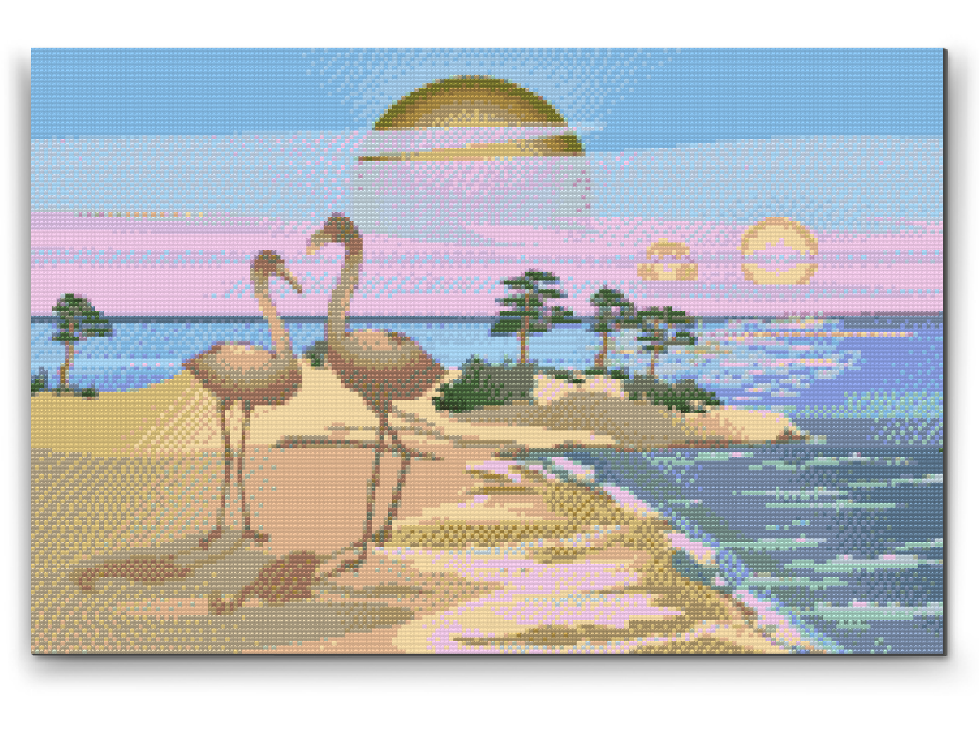 Diamond Paint - Pelikaner på stranden