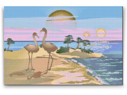 Diamond Paint - Pelikaner på stranden