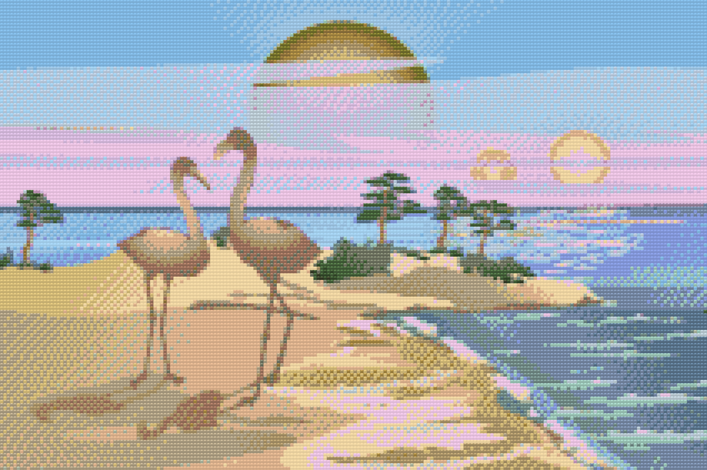 Diamond Paint - Pelikaner på stranden