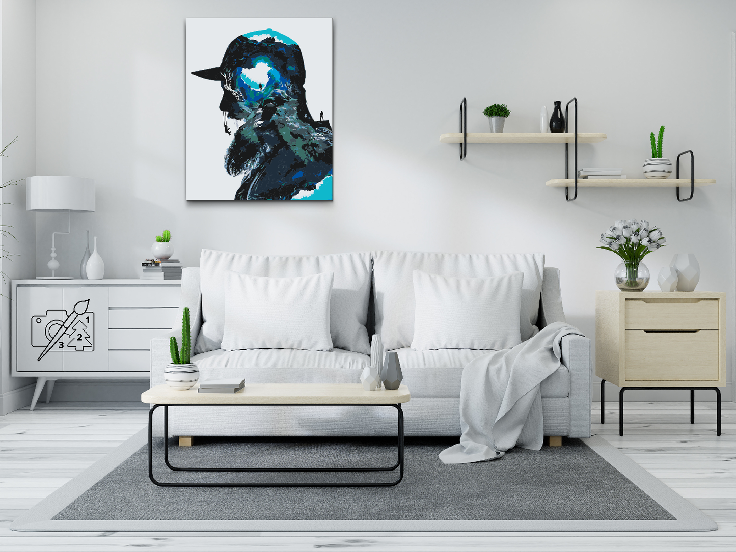 Paint by number - Mand, Hule, Pige på en gynge