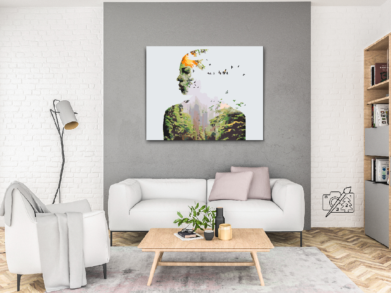 Paint by number - Kvinde, Skov, Fugle