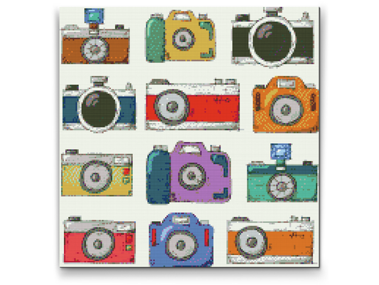 Diamond Paint - Farverige kameraer