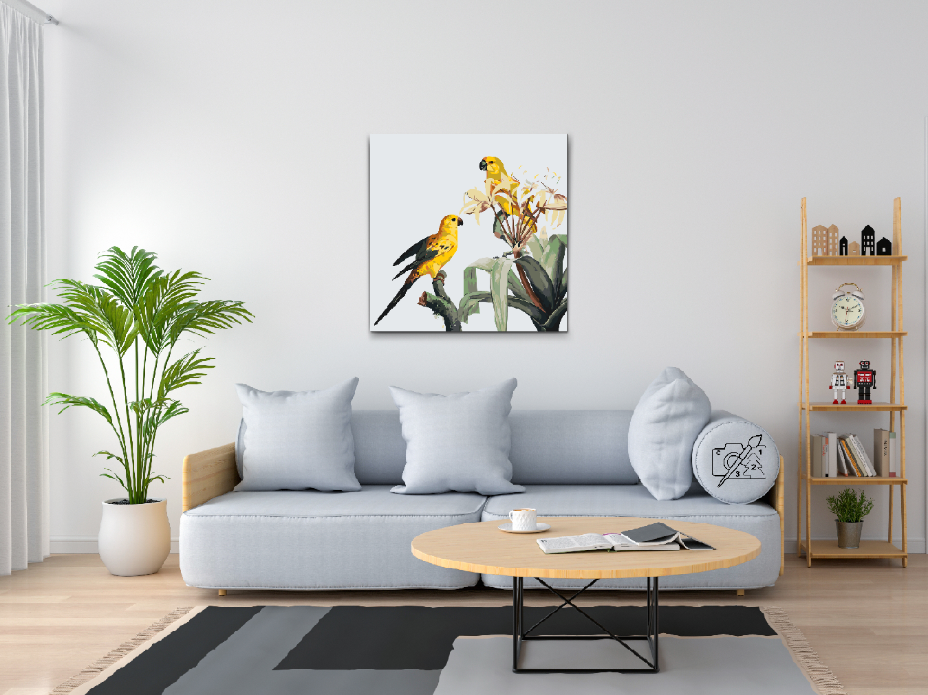 Paint by number - Papegøje på blomsten