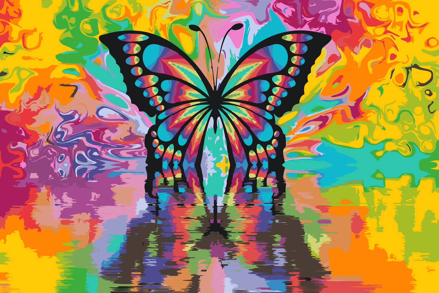 Paint by number - Farverig sommerfugl