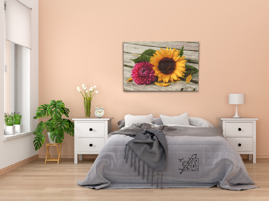 Diamond Paint - Solsikke og lyserød dahlia