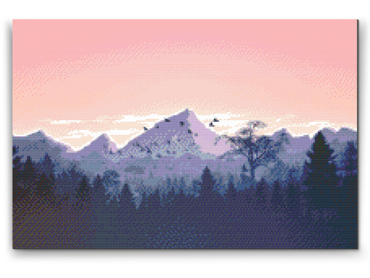 Diamond Paint - Bjerge ved solnedgang