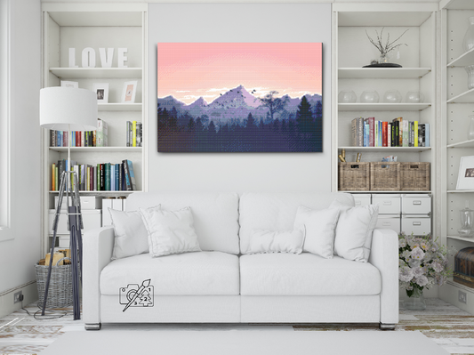 Diamond Paint - Bjerge ved solnedgang