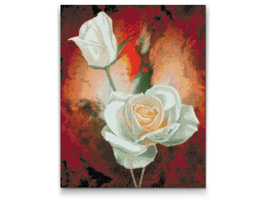 Diamond Paint - Hvide roser
