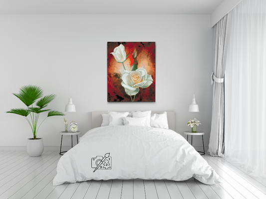 Diamond Paint - Hvide roser