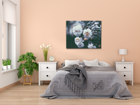 Diamond Paint - Blomstrende hvide roser