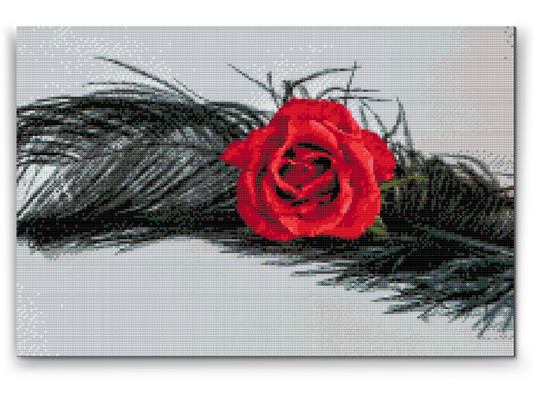 Diamond Paint - Rose i en fjer
