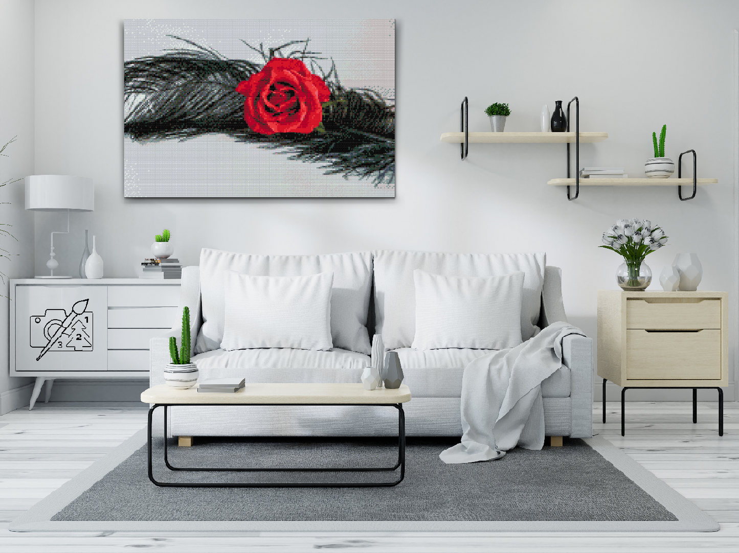 Diamond Paint - Rose i en fjer