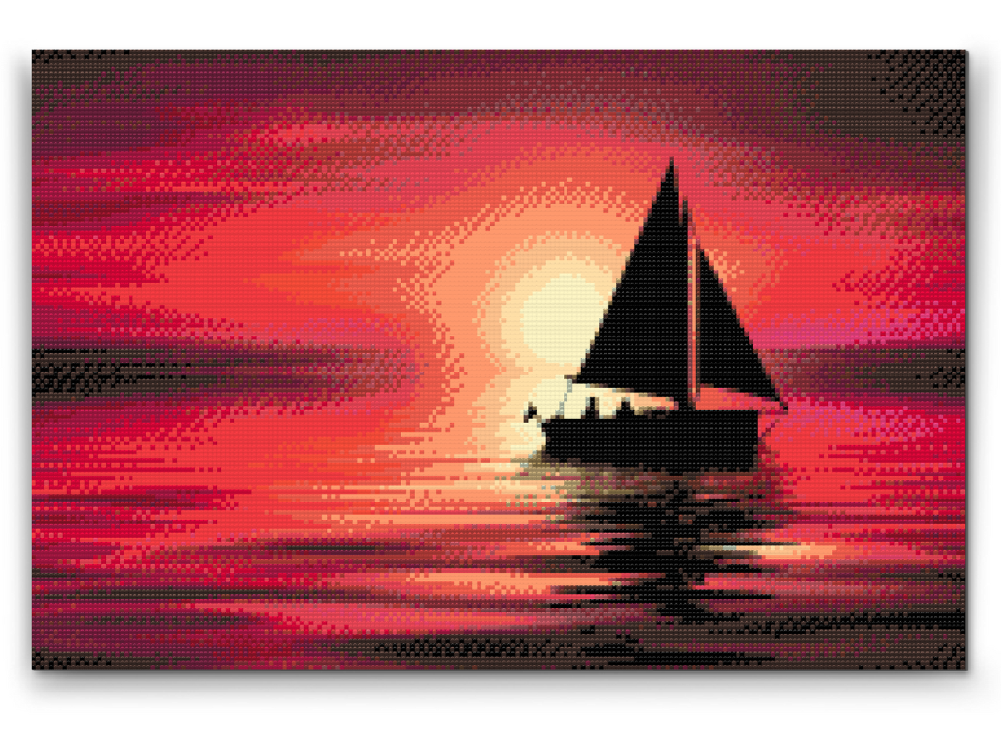 Diamond Paint - Båd ved solnedgang