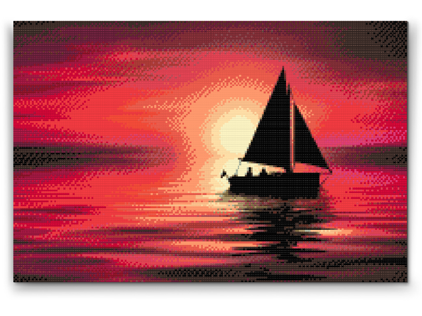Diamond Paint - Båd ved solnedgang