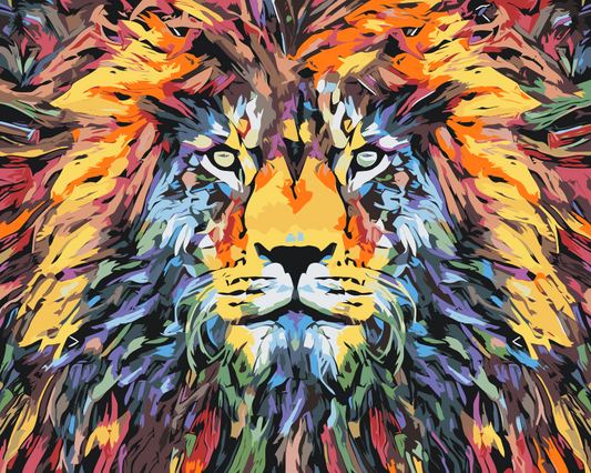 Paint by number - Farverig Løve