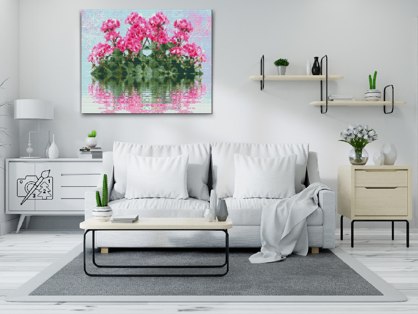 Diamond Paint - Pelargonier på vandet