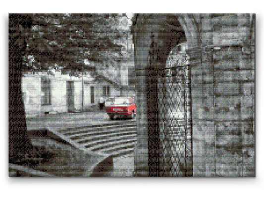 Diamond Paint - Rød bil i Grå Gyde