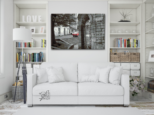 Diamond Paint - Rød bil i Grå Gyde