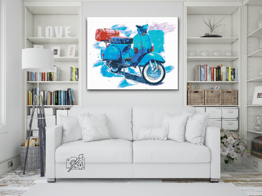 Diamond Paint - Blå Vespa