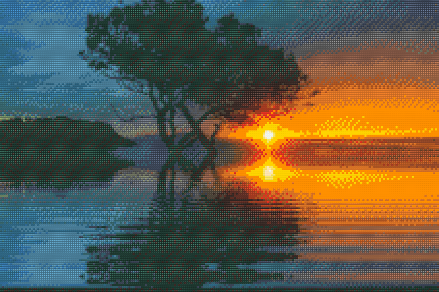Diamond Paint - Solnedgang ved søen