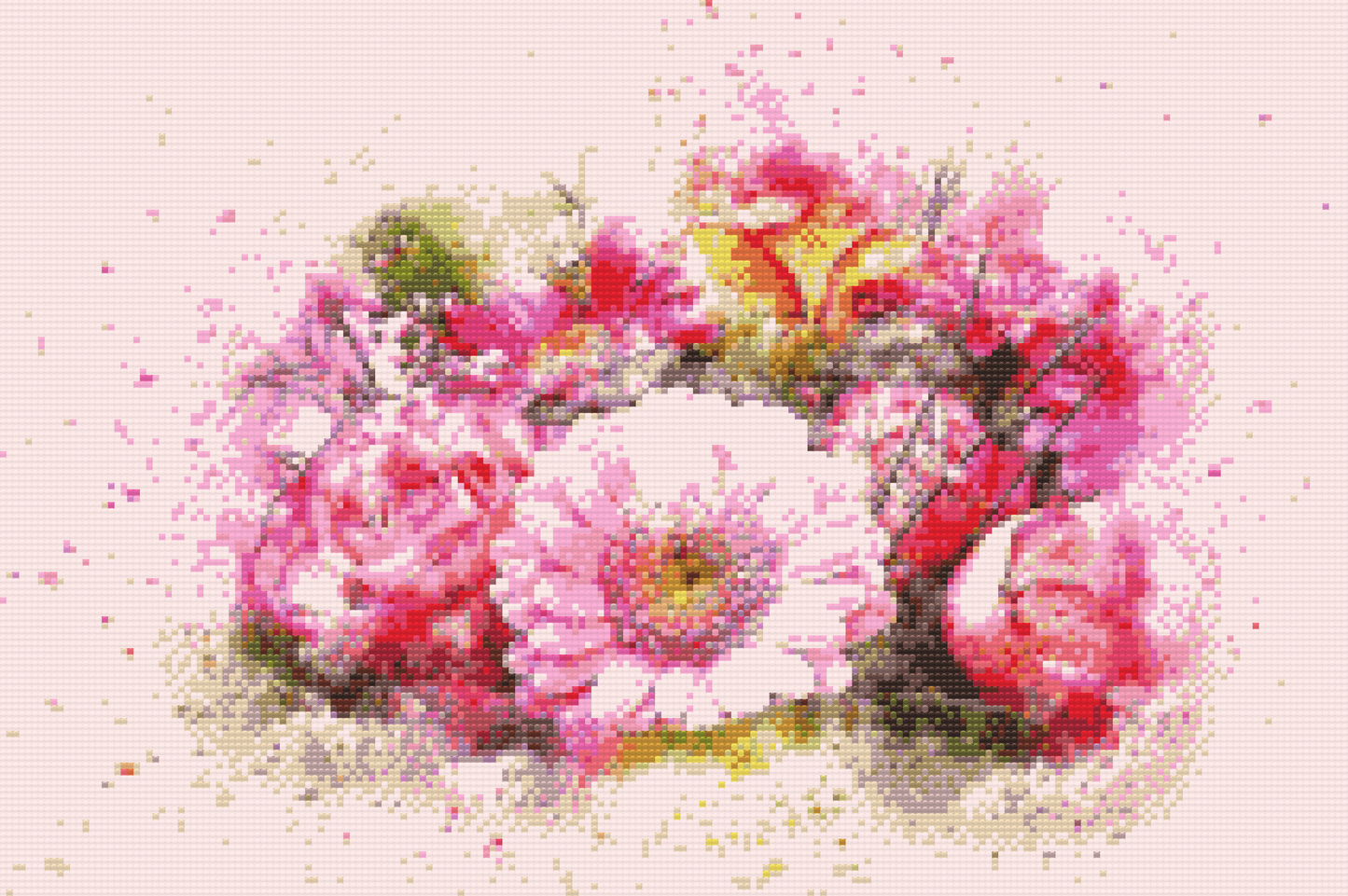 Diamond Paint - Buket lyserøde blomster