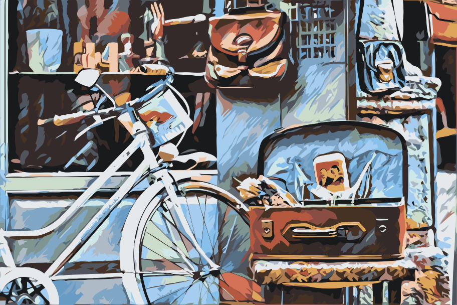 Paint by number - Cykel og kuffert fuld af minder