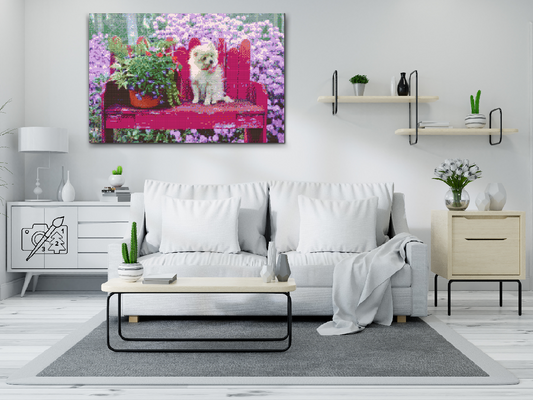 Diamond Paint - Hvalp på bænken