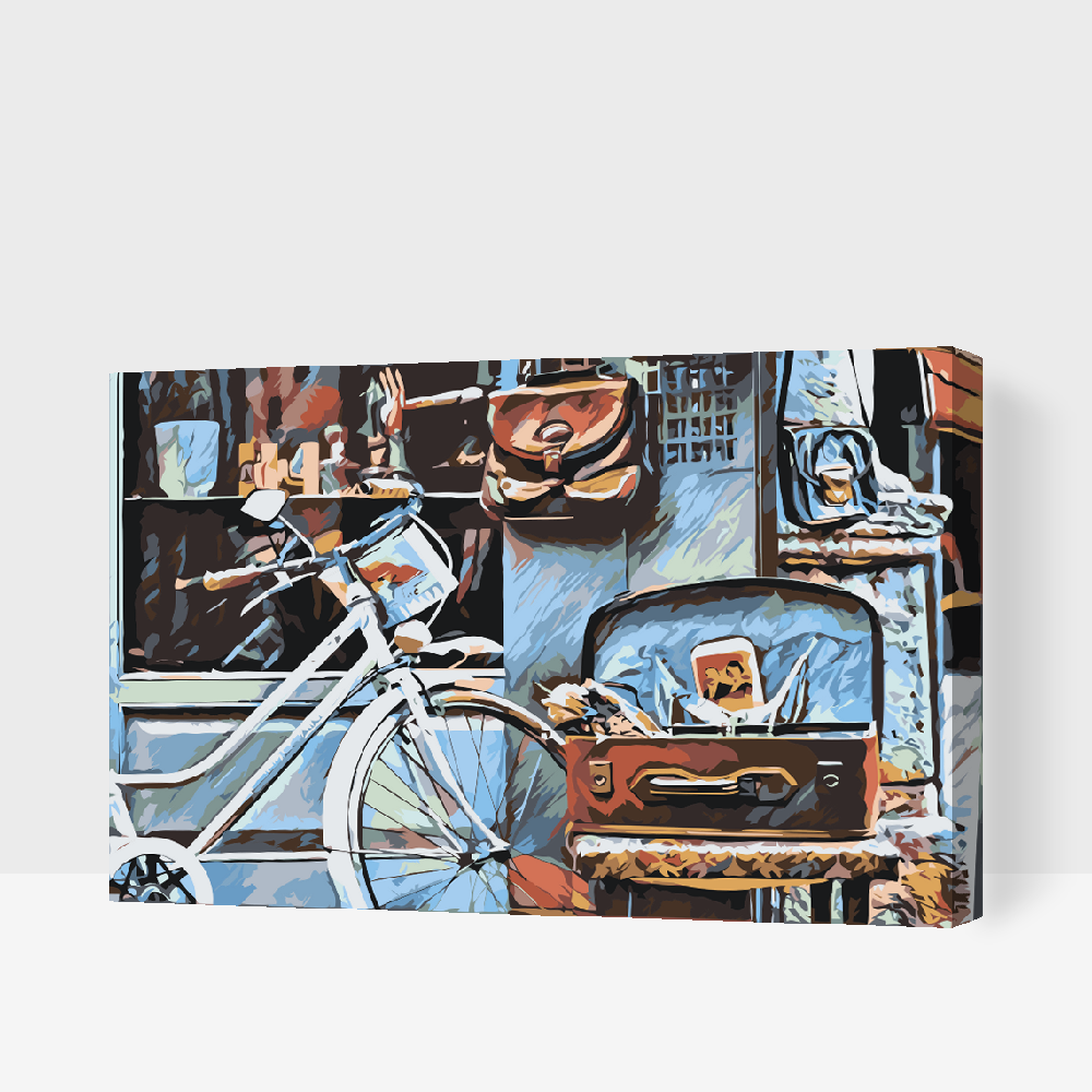 Paint by number - Cykel og kuffert fuld af minder